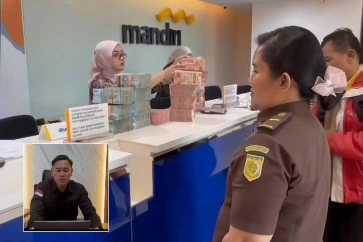 Bidang Tindak Pidana Khusus menyetorkan pembayaran uang pengganti kerugian negara dalam perkara Tindak Pidana Korupsi proyek Jl. Ir Sutami tahun anggaran 2018-2019, di Bank Mandiri Cabang Cut Mutia, sebesar Rp. 1,8 miliar, Selasa (12/11/2025). Poto; dok.Kejari Bandar Lampung