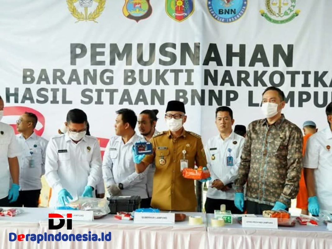 Pemprov Lampung Bersama BNNP Musnahkan Barang Bukti Narkotika, Tegaskan Perang Terhadap Narkotika