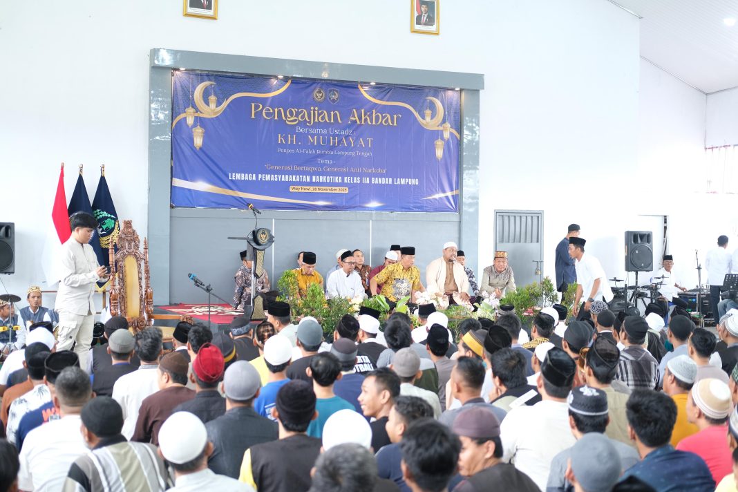 Pengajian Akbar Lapas Narkotika Bandar Lampung, Ustaz KH. Muhayat Tekankan Warga Binaan Hijrah dari Narkoba