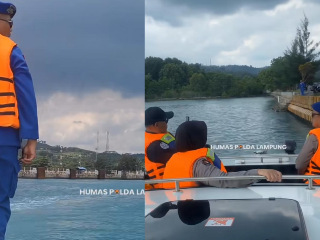 Ditpolairud Polda Lampung Lakukan Patroli Laut Di Area Pelabuhan Bakauheni