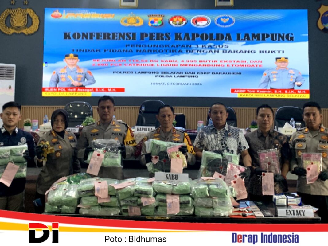 Polda Lampung Ungkap Peredaran Narkoba Jaringan Antarprovinsi, Sita Sabu 118,6 Kg dan Ribuan Ekstasi