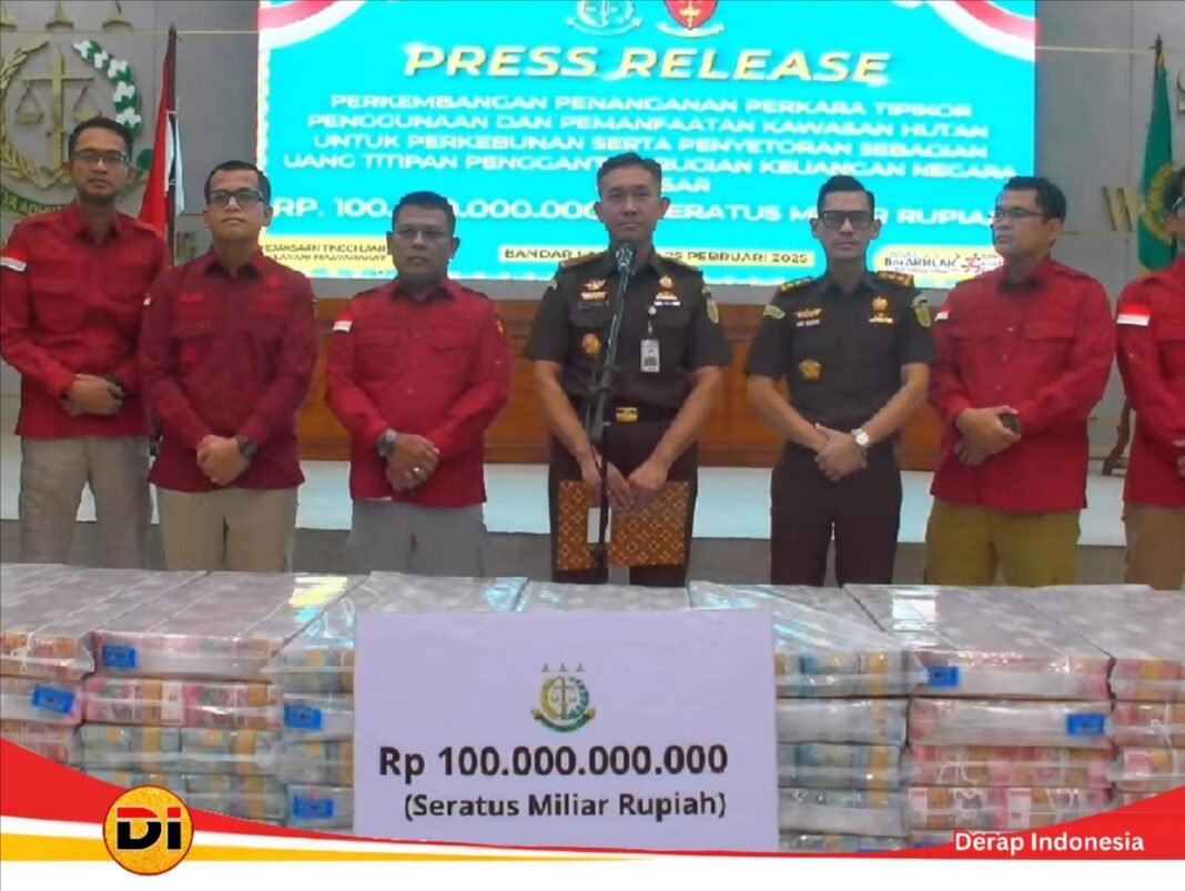 Dugaan Korupsi Pemanfaatan Hutan di Lampung, PT P Titipkan Rp100 Miliar ke Kejati, Proses Hukum Tetap Berjalan