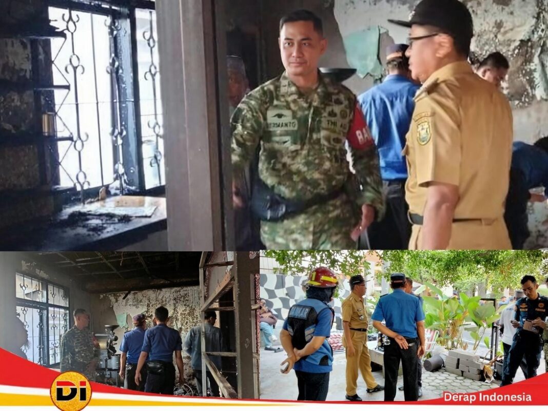 Babinsa Koramil 410-05/TKP, Serma Hermanto Gercep Bantu Proses Pemadaman Kebakaran Cafe Suba Pahoman Bandar Lampung