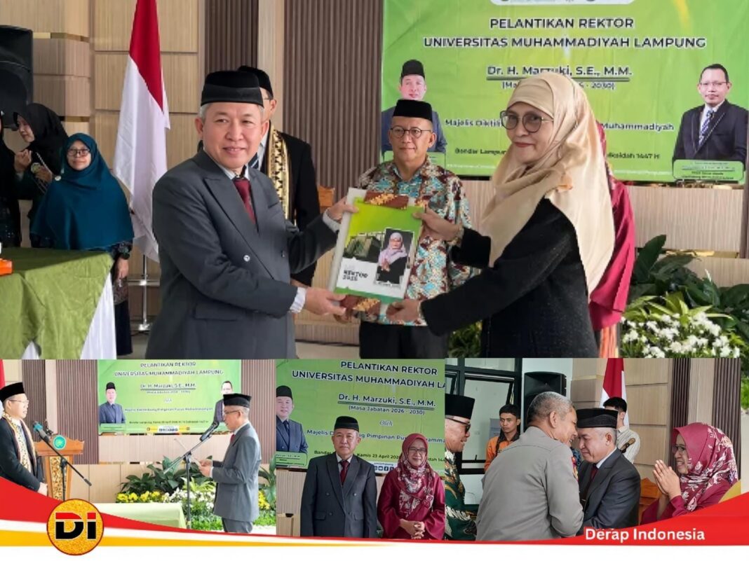 Dr. Marzuki Dilantik Jadi Rektor Universitas Muhammadiyah Lampung Menggantikan Dr. Mardiana yang Purna Tugas