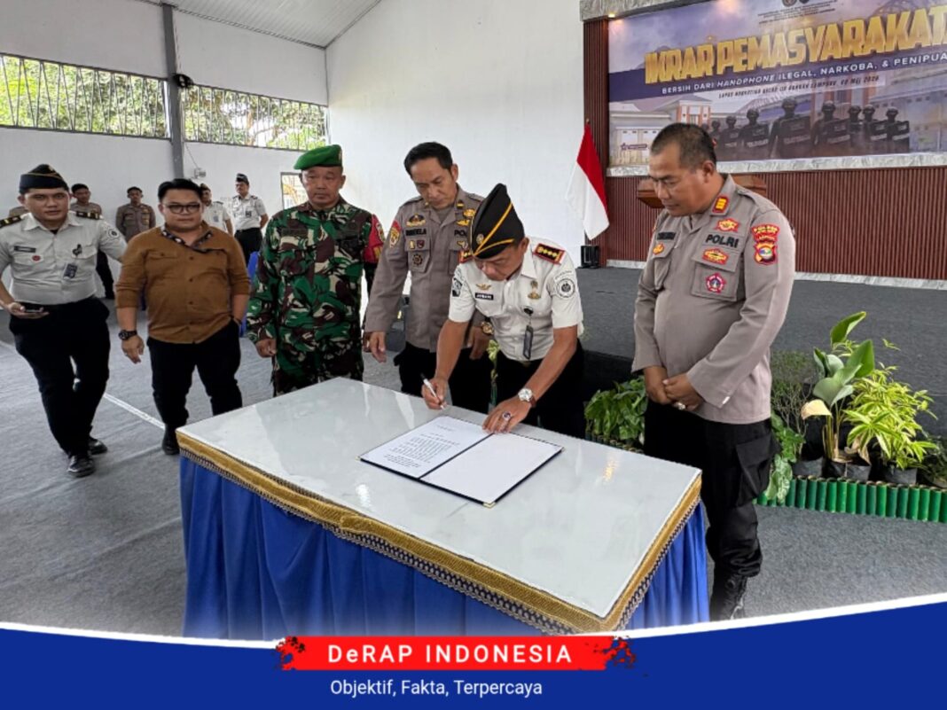 Disaksikan APH dan Stakeholder Lapas Narkotika Bandar Lampung Laksanakan Ikrar Pemasyarakatan Bersih dari Halinar