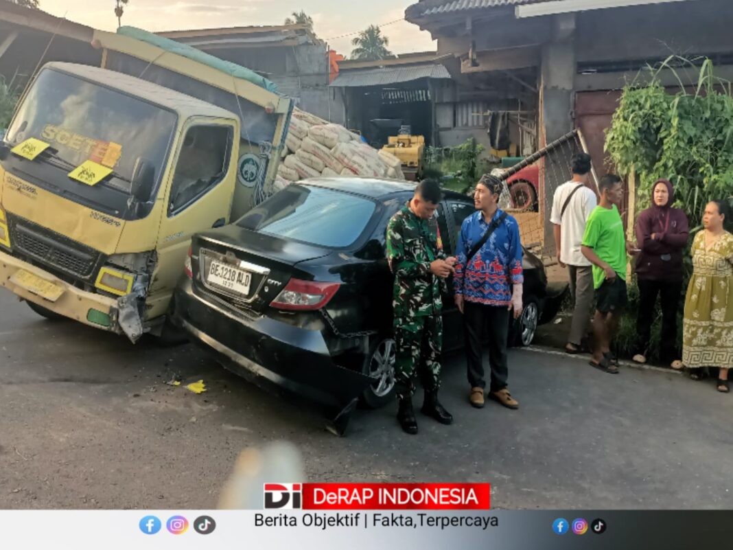 Tak Kuat Nanjak, Truk Semen Hantam Sedan di Belakang, Babinsa Serka Nanang, Sigap Lakukan Aksi Penyelamatan