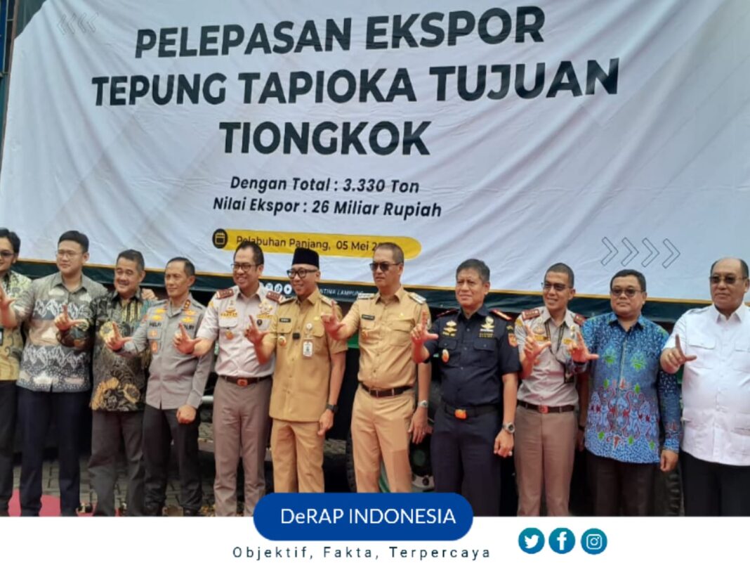 Gubenur Lampung Lepas Ekspor Perdana Tepung Tapioka CV Intan Group Tujuan Tiongkok Senilai Rp26 Miliar