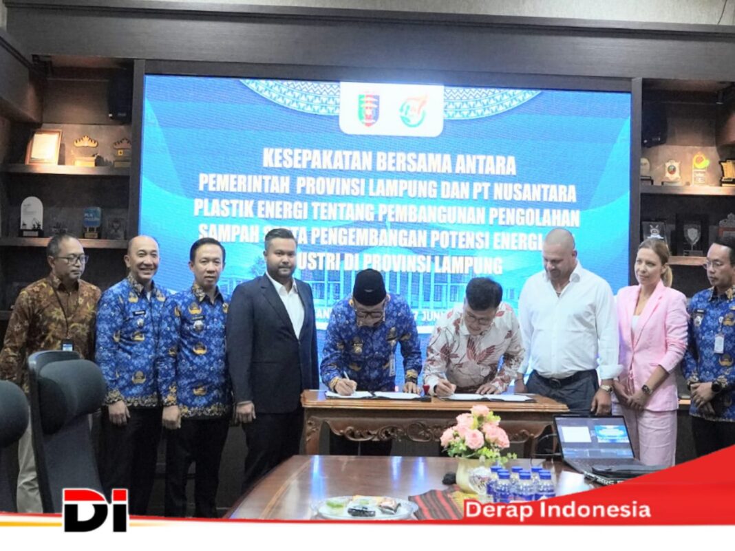 Gubernur Mirza dan Dirut PT. Nusantara Plastik Energi Tandatangani MoU Pembangunan Pengolahan Sampah, Pengembangan Potensi Energi dan Industri di Provinsi Lampung