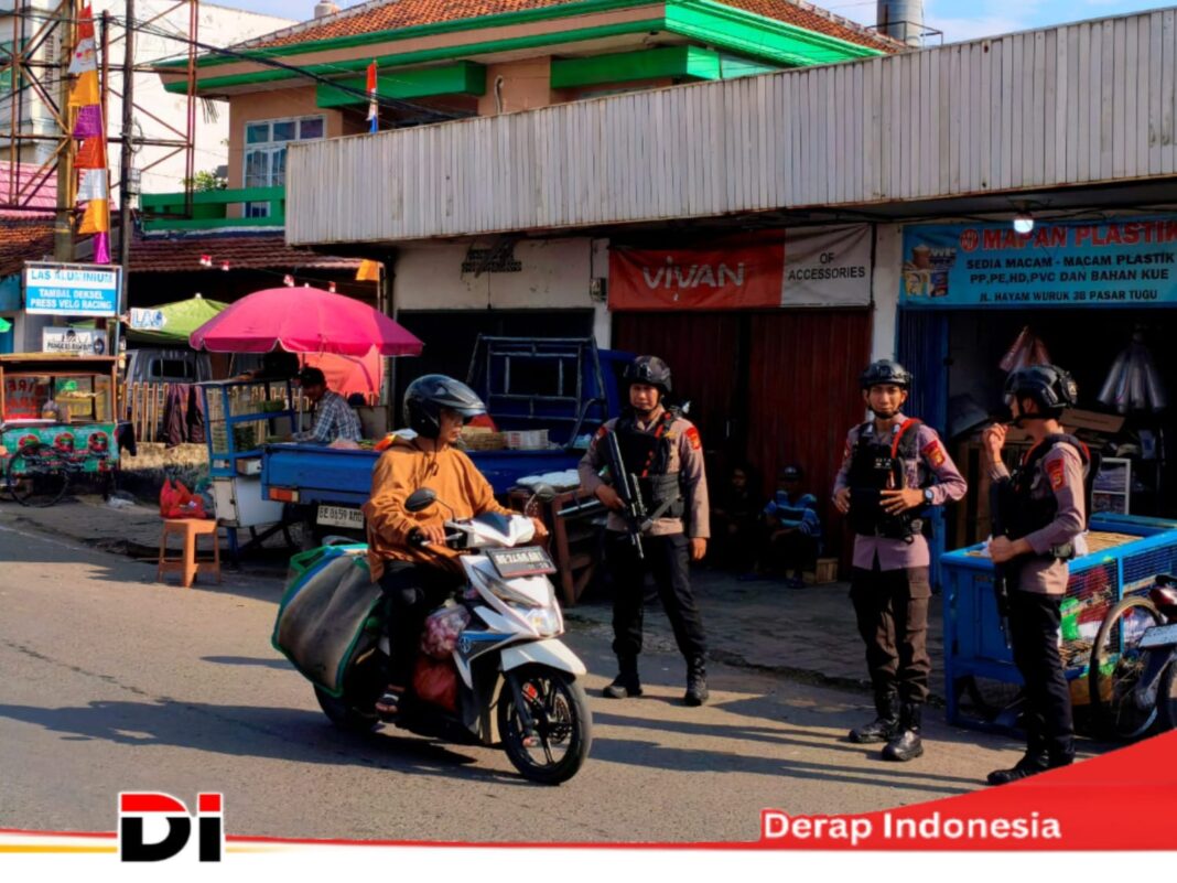 Personel Gegana Lampung Gelar Patroli Dialogis di Sejumlah Objek Vital dan Pusat Perbelanjaan