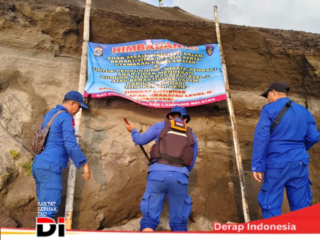 Polda Lampung Pasang Imbauan di Krakatau, Nelayan Diminta Jauhi Kawasan Gunung Anak Krakatau