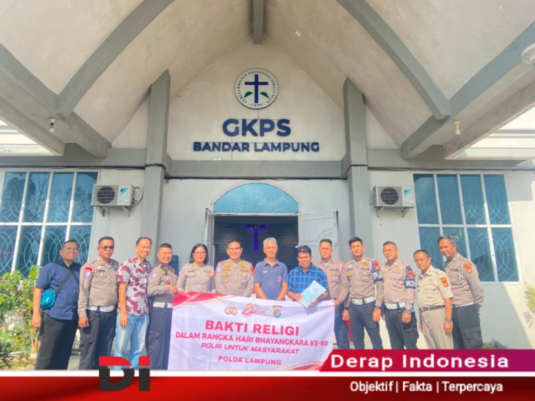 Peringati Hari Bhayangkara ke-80, Ditlantas Polda Lampung Gelar Bakti Religi di Gereja GKPS