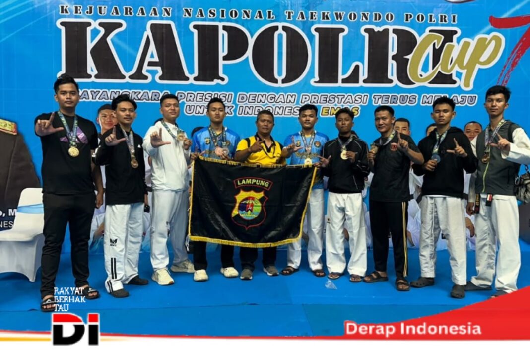Polda Lampung Berhasil Raih 10 Medali di Kejuaraan Nasional Taekwondo Kapolri Cup 7