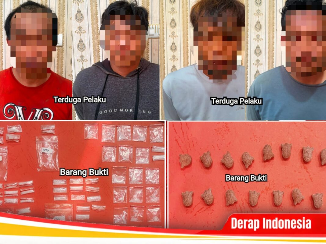 Terus Tunjukan Komitmen, Polda Lampung Amankan Empat Terduga Pelaku Pengedar Narkoba di Lampung Tengah