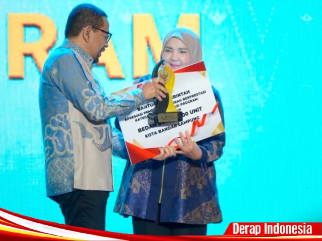 Pemkot Bandar Lampung Raih Penghargaan Terbaik I Kategori Implementasi Program 3 Juta Rumah Tingkat Kota