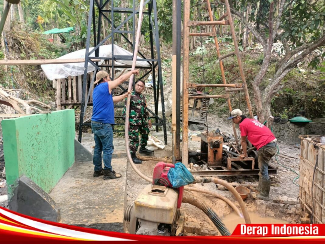 Wujud Kepedulian, Kodim 0410/Kota Bandar Lampung Bantu Pembangunan Sumur Bor di Kampung Umbul Kunci