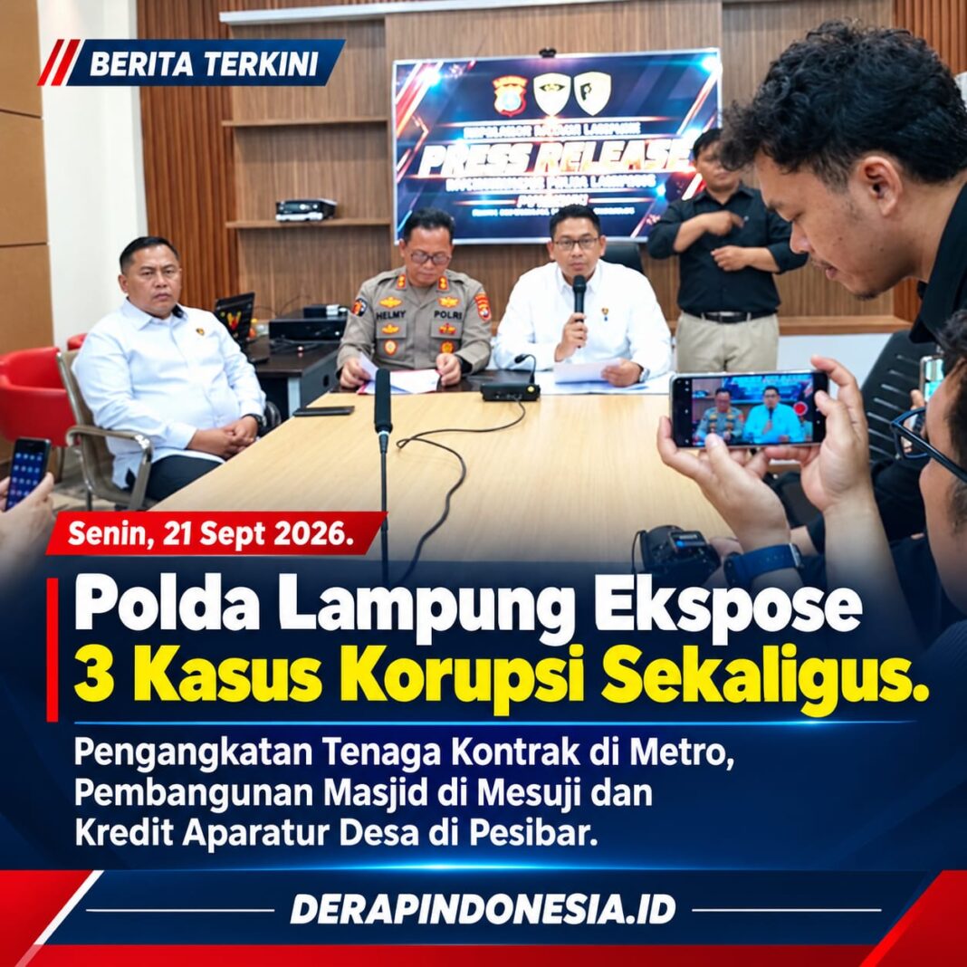 Terkini, Polda Lampung Bongkar 3 Kasus Korupsi, Kerugian Negara Capai Puluhan Miliar