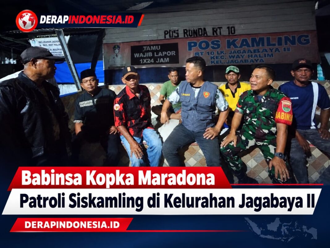 Jaga Kamtibmas, Babinsa Kopka Maradona Patroli Siskamling di Kelurahan Jagabaya II